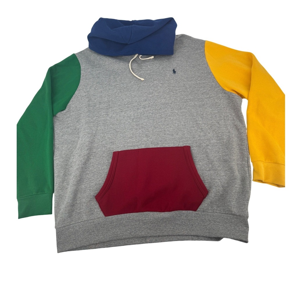 Polo Ralph Lauren Colorblock Hoodie Mens XXL Primary Colors Logo Pullover
